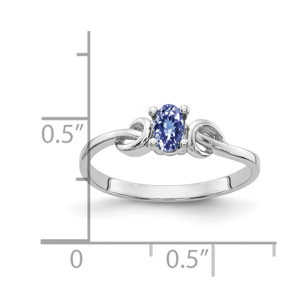 14K Weißgold Ring mit ovalem Tansanit 5x3mm