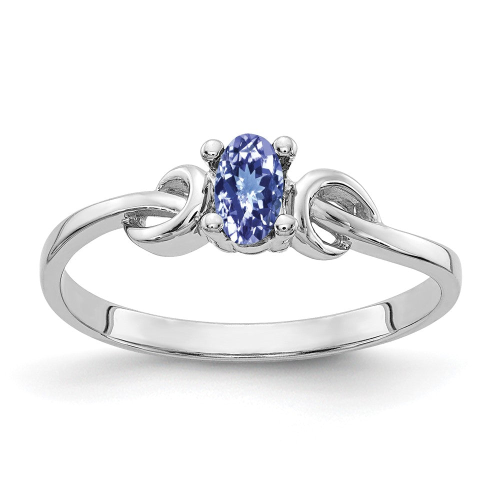 14K Weißgold Ring mit ovalem Tansanit 5x3mm