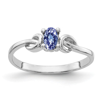 14K Weißgold Ring mit ovalem Tansanit 5x3mm