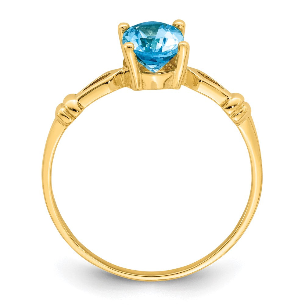 14K Gelbgold Ring mit 7x5mm ovalem Blautopas