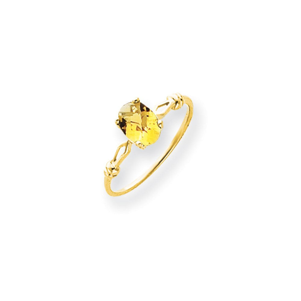 14K Gelbgold Ring mit ovalem Citrin im Schachbrettschliff, 7x5mm