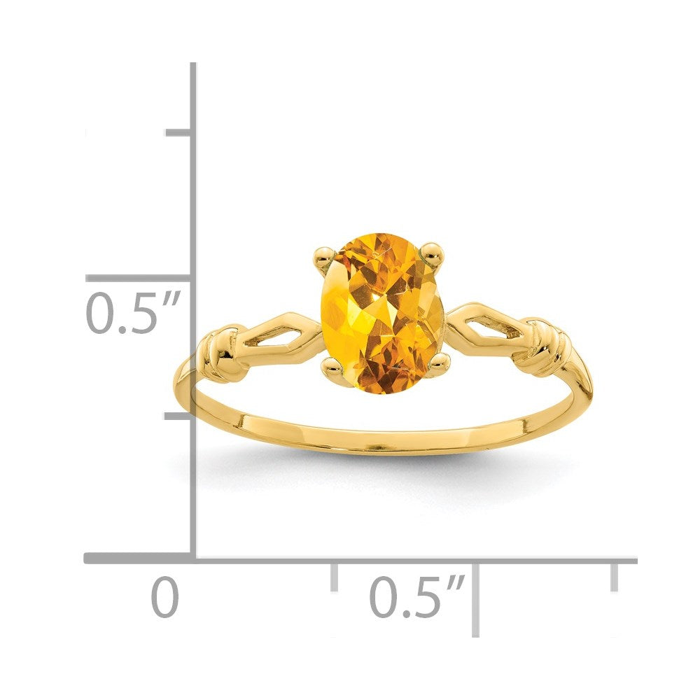 14K Gelbgold Ring mit ovalem Citrin 7x5mm