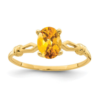 14K Gelbgold Ring mit ovalem Citrin 7x5mm