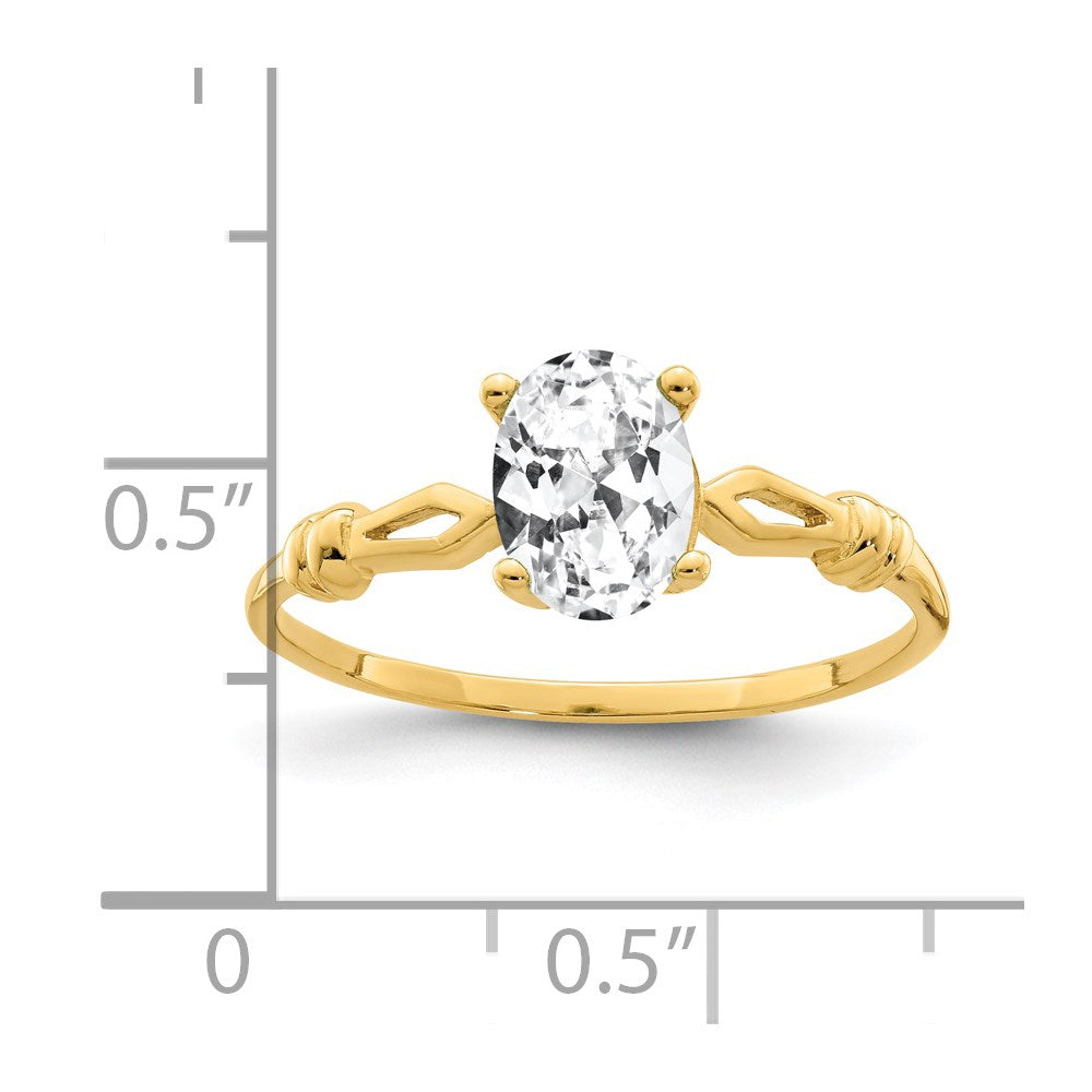 14K Gelbgold Ring mit ovalem Zirkonia, 7x5mm