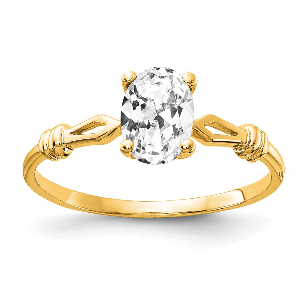 14K Gelbgold Ring mit ovalem Zirkonia, 7x5mm