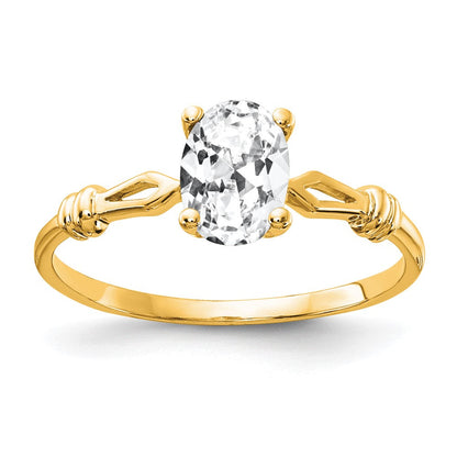 14K Gelbgold Ring mit ovalem Zirkonia, 7x5mm