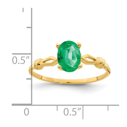 14K Gelbgold Ring mit ovalem Smaragd, 7x5mm
