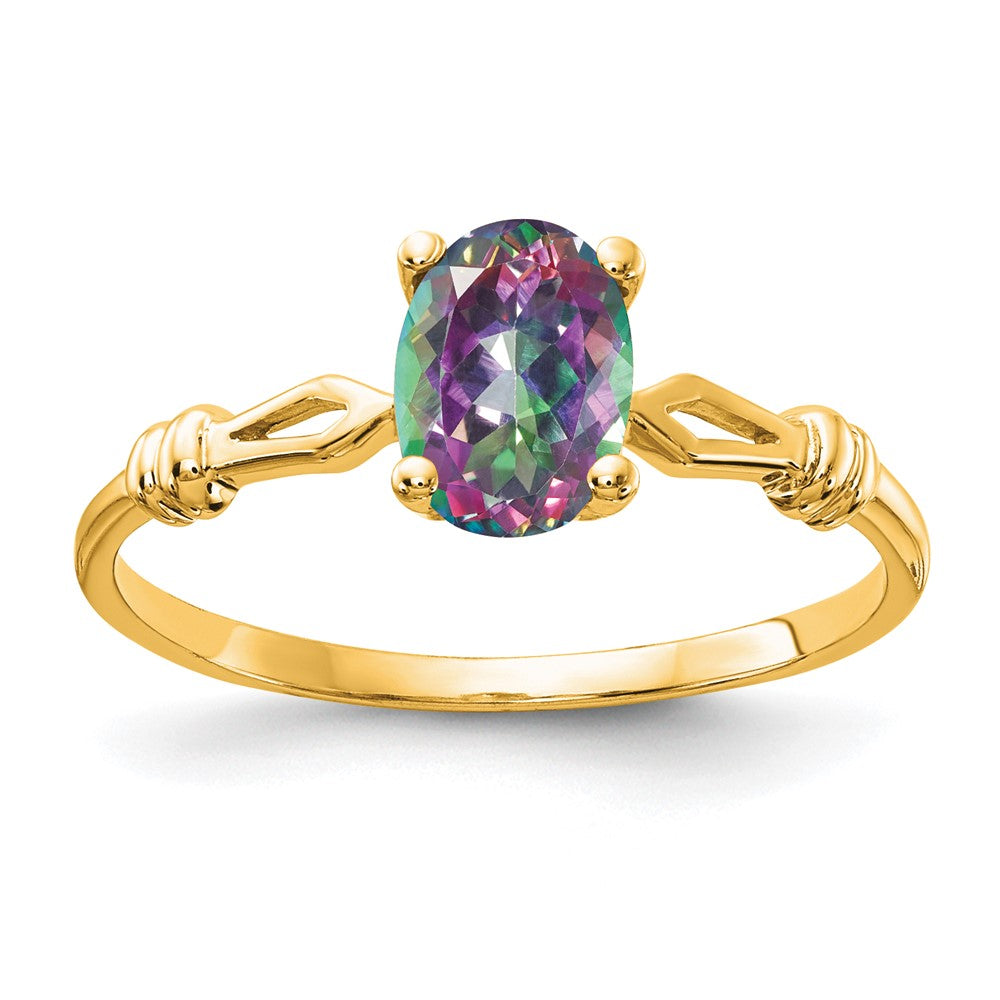 14K Gelbgold Ring mit poliertem Mystic Fire Topas
