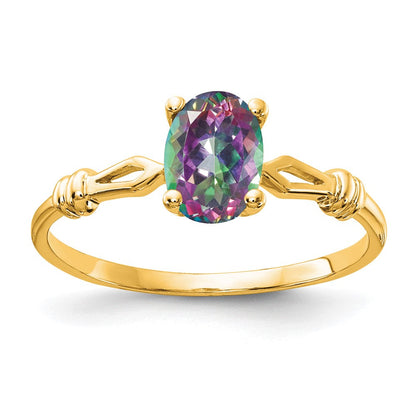 14K Gelbgold Ring mit poliertem Mystic Fire Topas