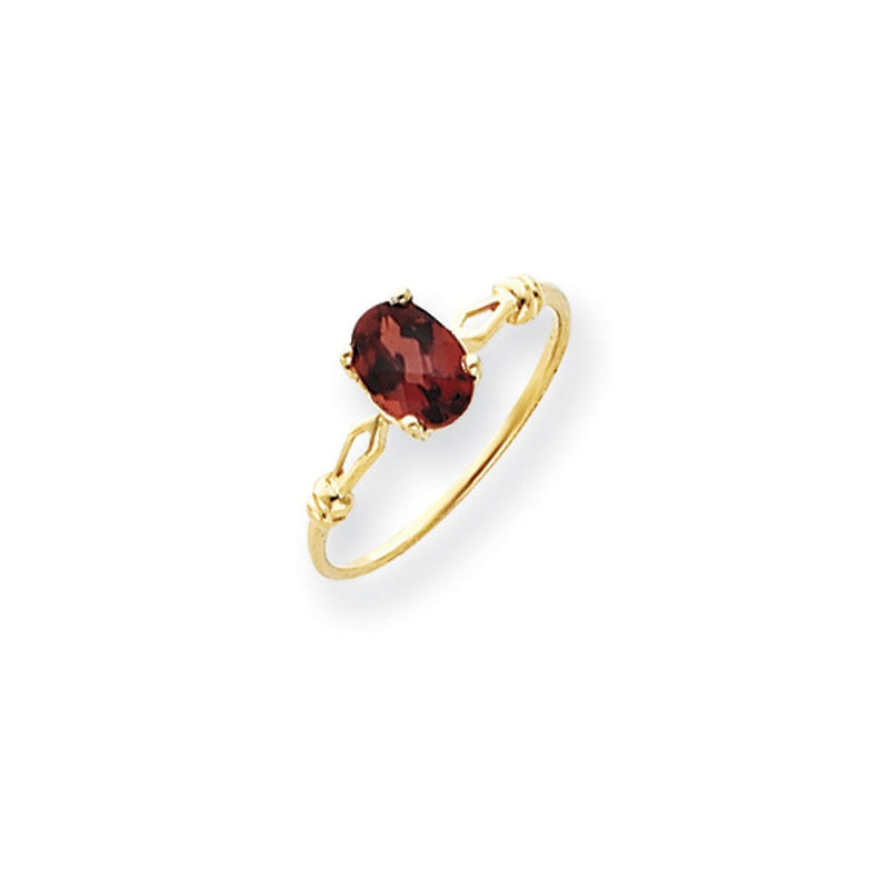 14K Gelbgold 7x5mm Oval Granat Karo Ring