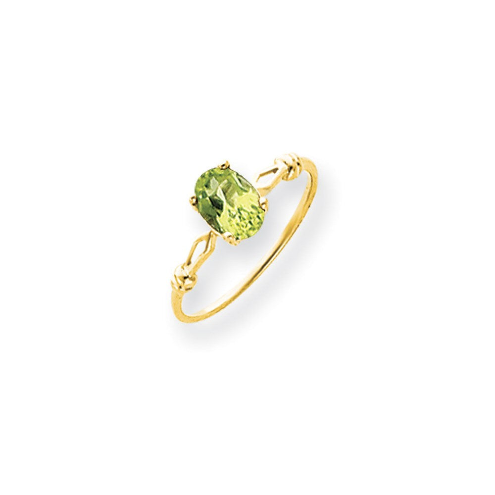 14K Gelbgold Ring mit Peridot im Karo-Schliff, oval, 7x5mm