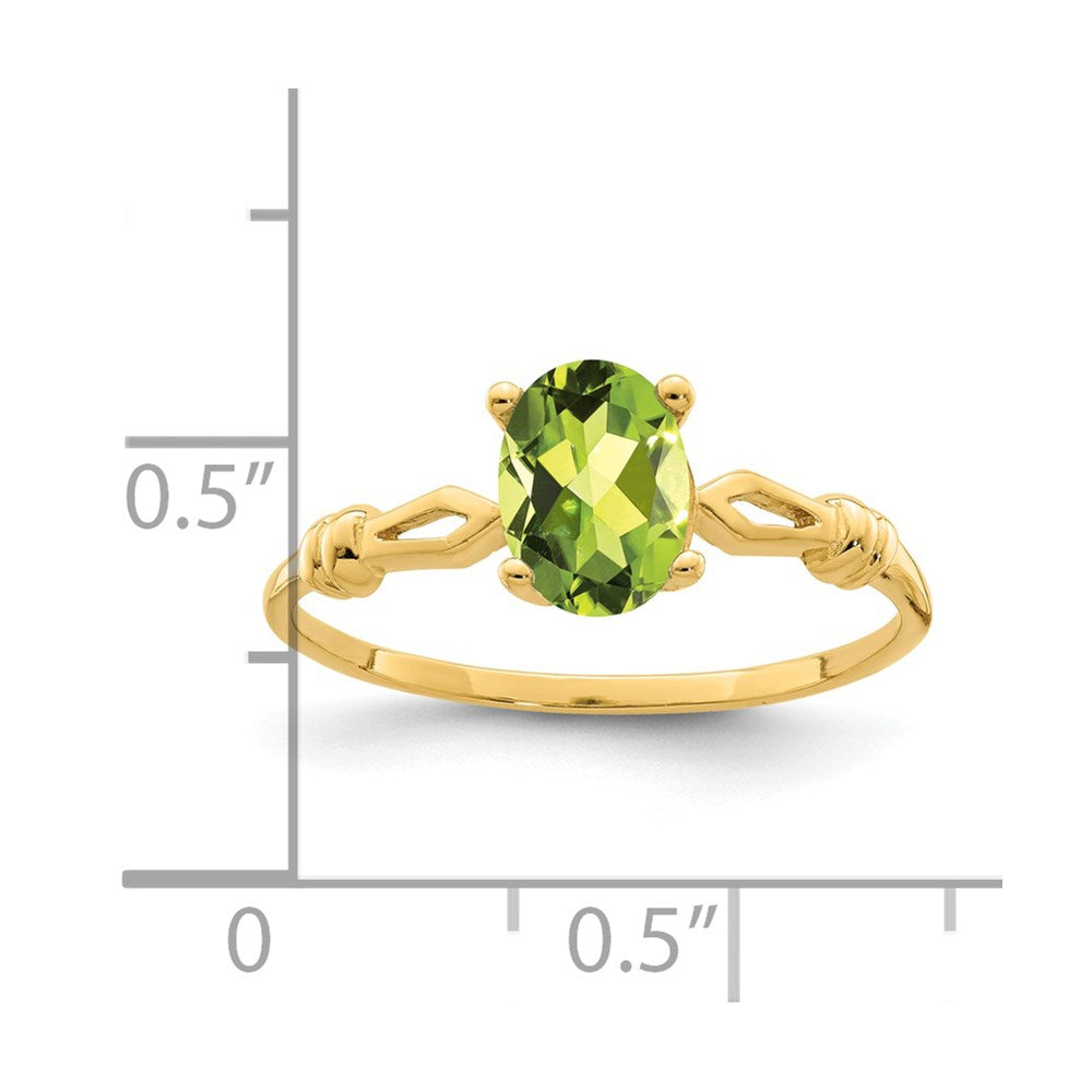14K Gelbgold Ring mit ovalem Peridot, 7x5 mm