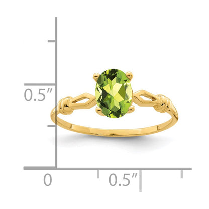 14K Gelbgold Ring mit ovalem Peridot, 7x5 mm