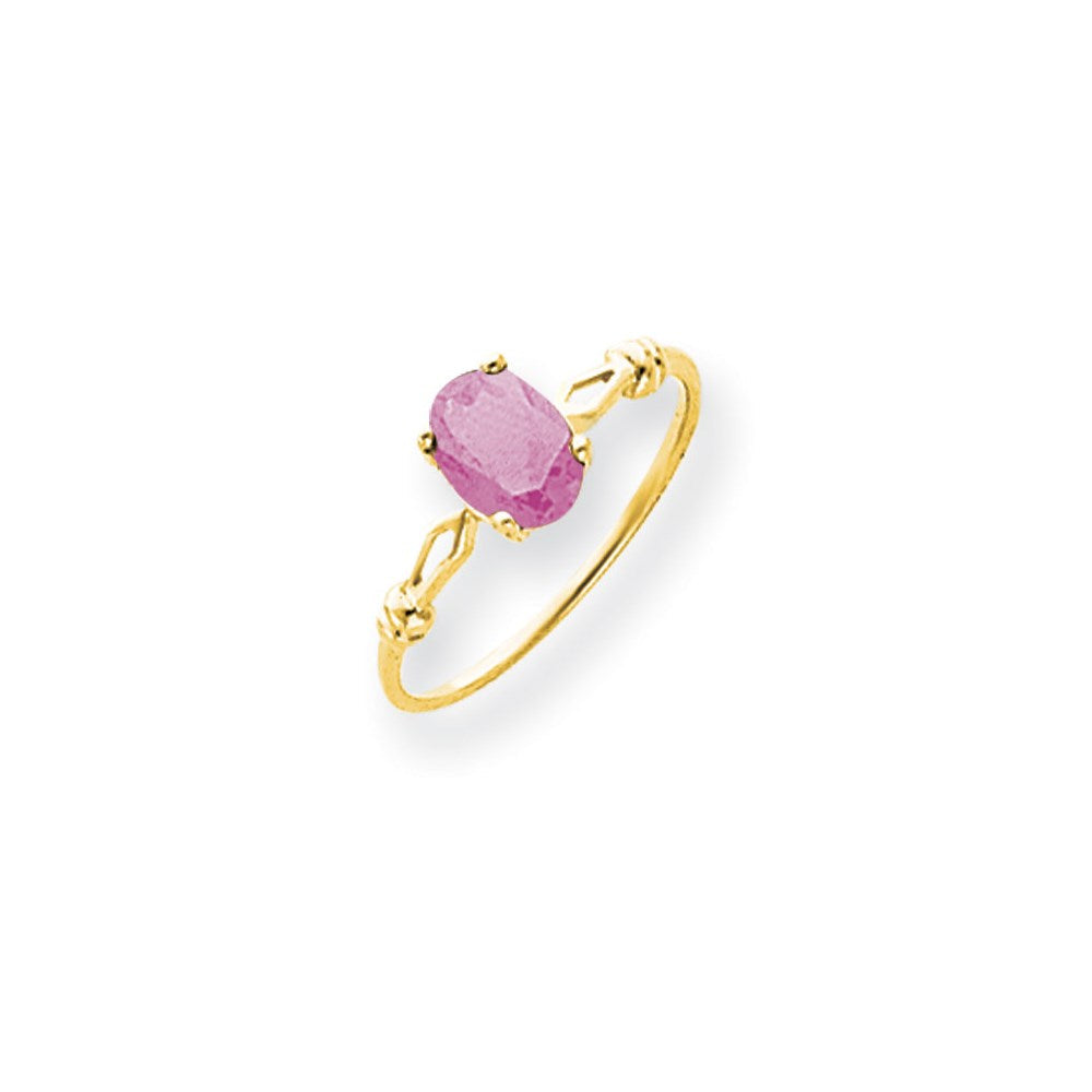 14K Gelbgold Ring mit ovalem Rosa Turmalin, 7x5mm