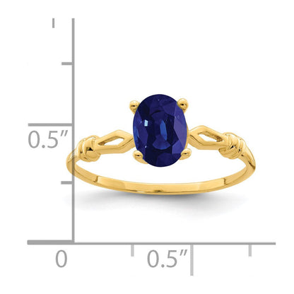 14K Gelbgold Ring mit ovalem Saphir 7x5mm