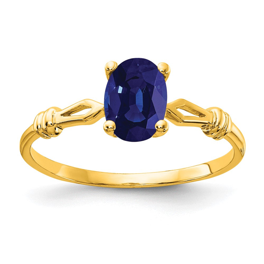 14K Gelbgold Ring mit ovalem Saphir 7x5mm