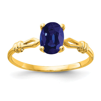 14K Gelbgold Ring mit ovalem Saphir 7x5mm