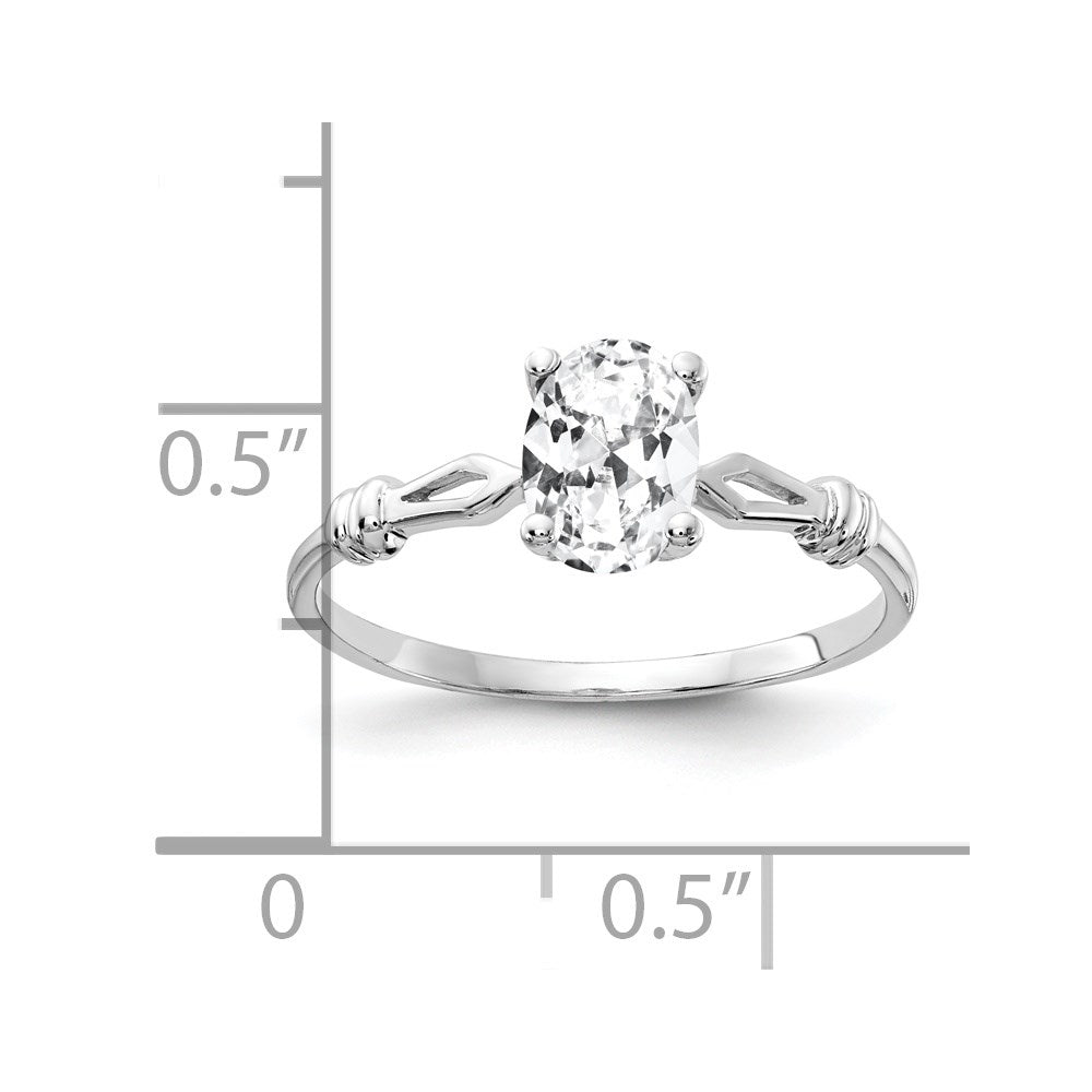 14K Weißgold Ring mit ovalem Zirkonia 7x5mm