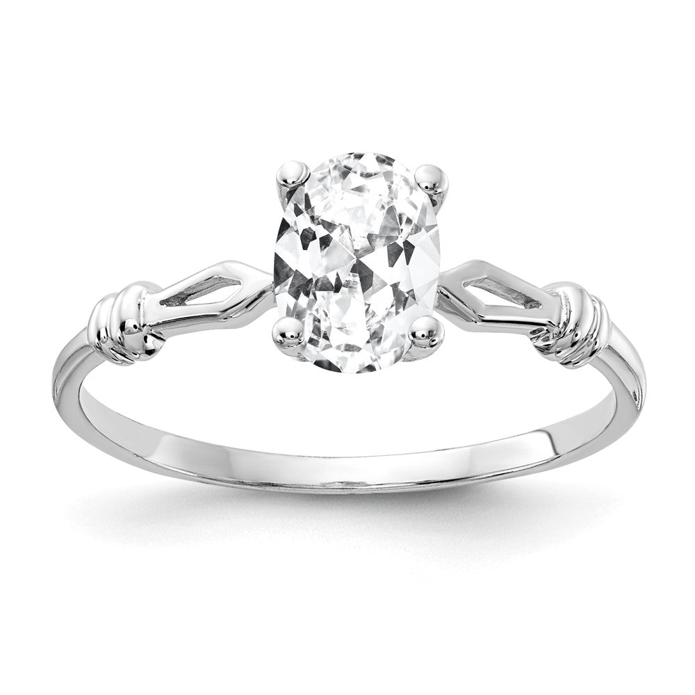 14K Weißgold Ring mit ovalem Zirkonia 7x5mm
