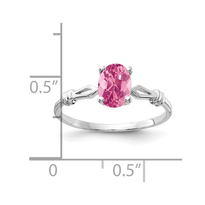14K Weißgold Ring mit ovalem rosa Turmalin, 7x5mm