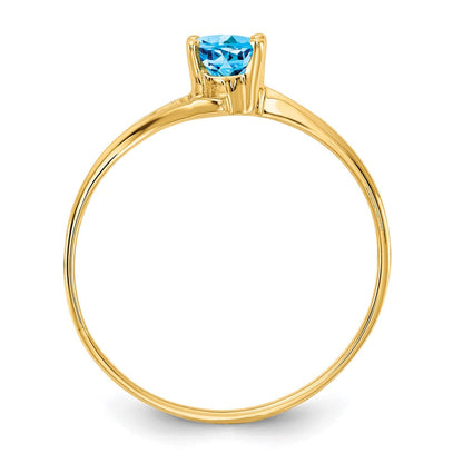 14K Gelbgold Ring mit ovalem Blautopas, 6x4mm