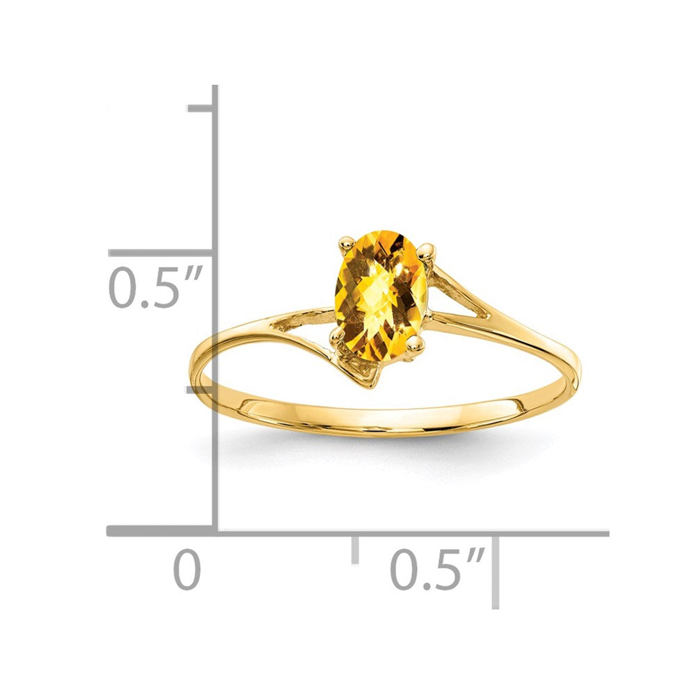 14K Gelbgold Ring mit 6x4mm ovalem Citrin im Schachbrettschliff