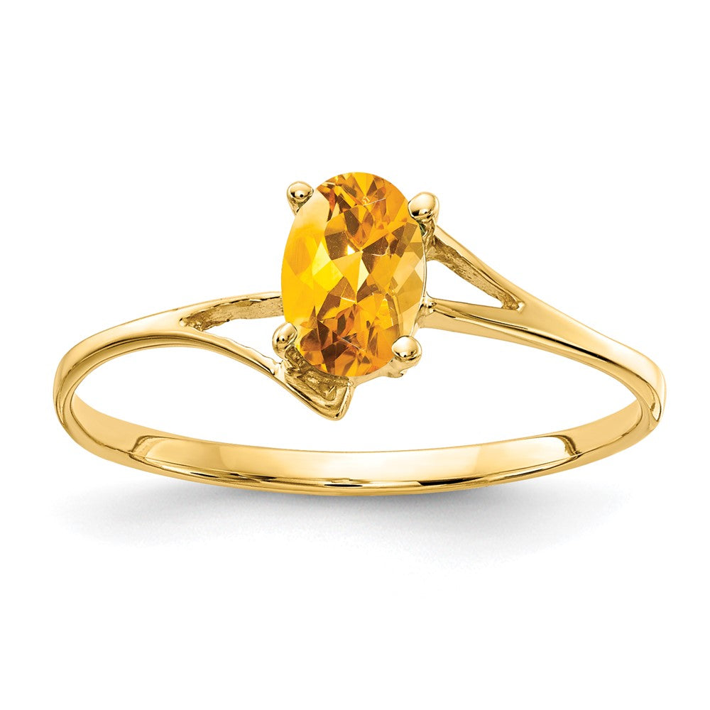 14K Gelbgold Ring mit ovalem Citrin, 6x4 mm