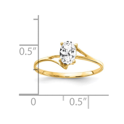14K Gelbgold Ring mit ovalem Zirkonia, 6x4mm