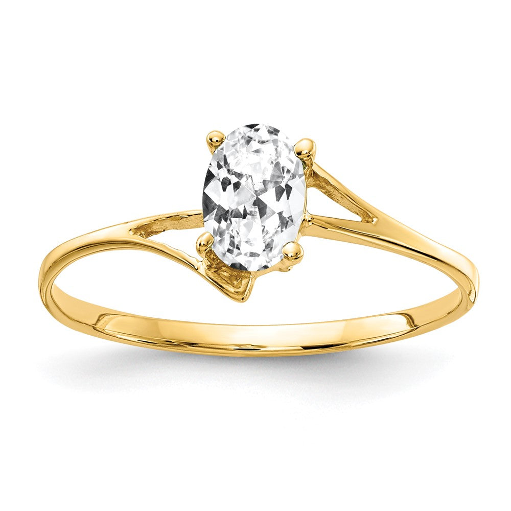 14K Gelbgold Ring mit ovalem Zirkonia, 6x4mm
