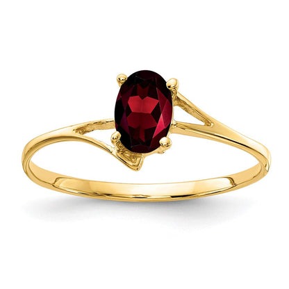 14K Gelbgold Ring mit ovalem Granat 6x4mm