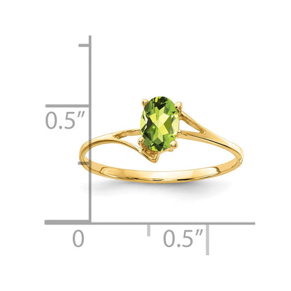 14K Gelbgold Ring mit ovalem Peridot 6x4mm
