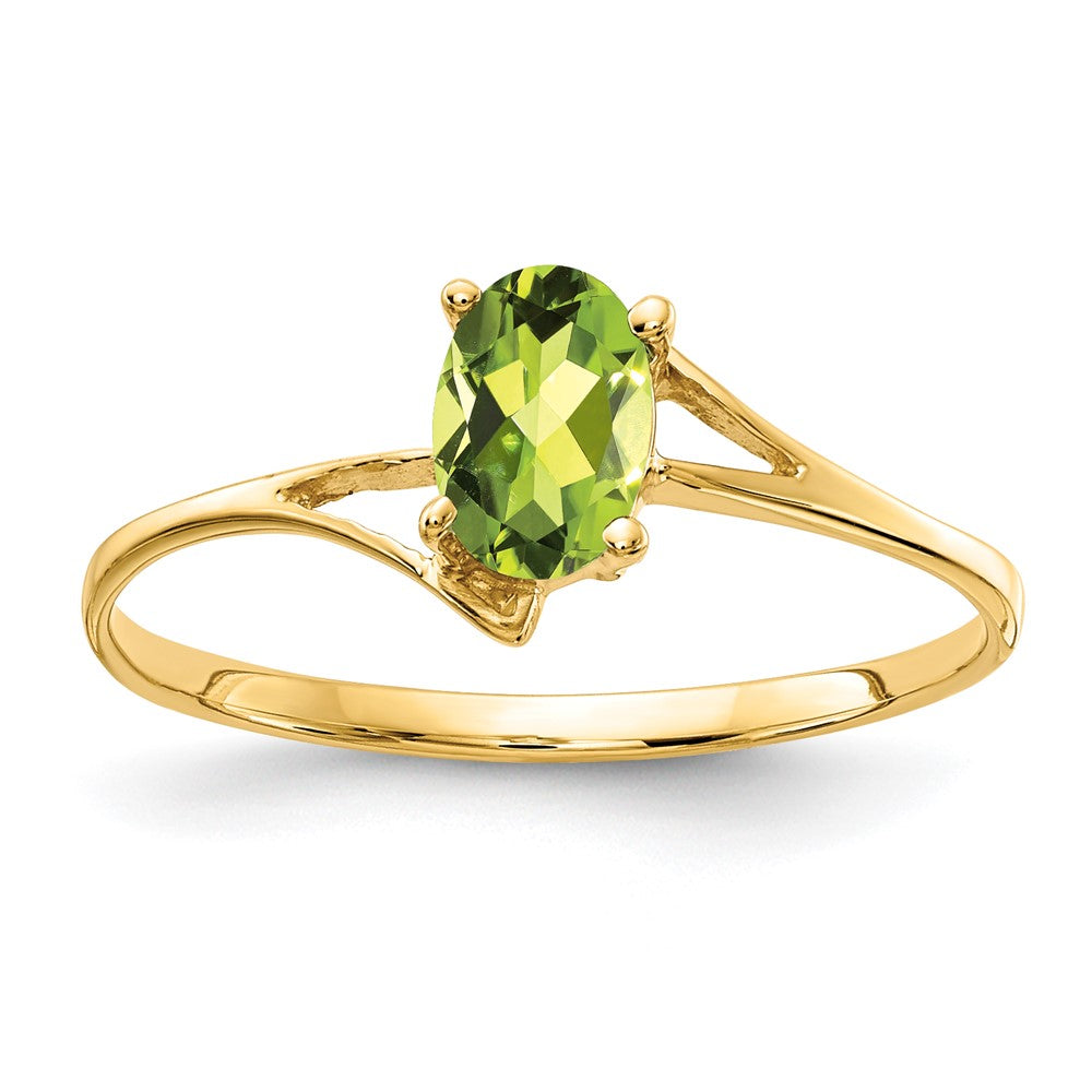 14K Gelbgold Ring mit ovalem Peridot 6x4mm