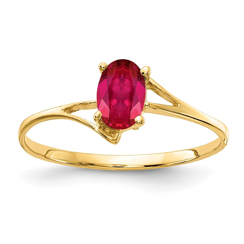 14K Gelbgold Ring mit ovalem Rubin, 6x4mm