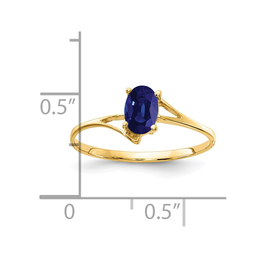 14K Gelbgold Ring mit ovalem Saphir, 6x4 mm