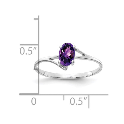 14K Weißgold Ring mit 6x4mm ovalem Amethyst im Schachbrettschliff