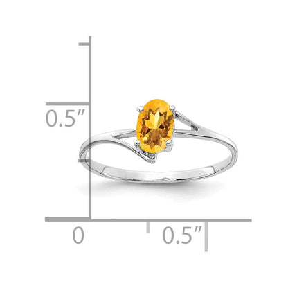 14K Weißgold Ring mit ovalem Citrin, 6x4mm
