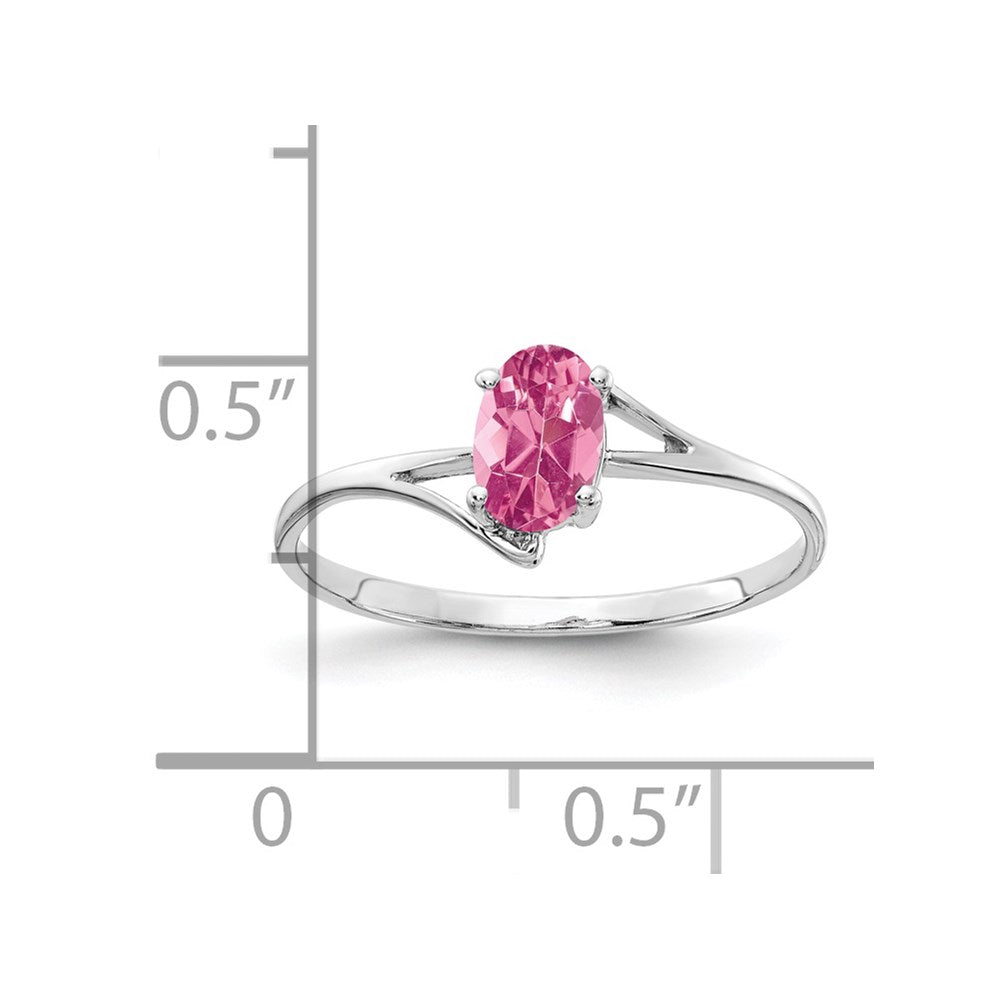 14K Weißgold Ring mit ovalem Rosa Turmalin, 6x4mm
