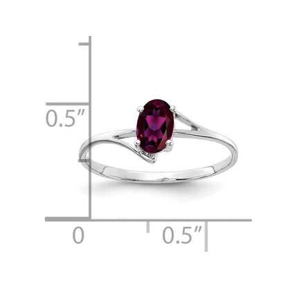 14K Weißgold Ring mit ovalem Rhodolith-Granat 6x4mm