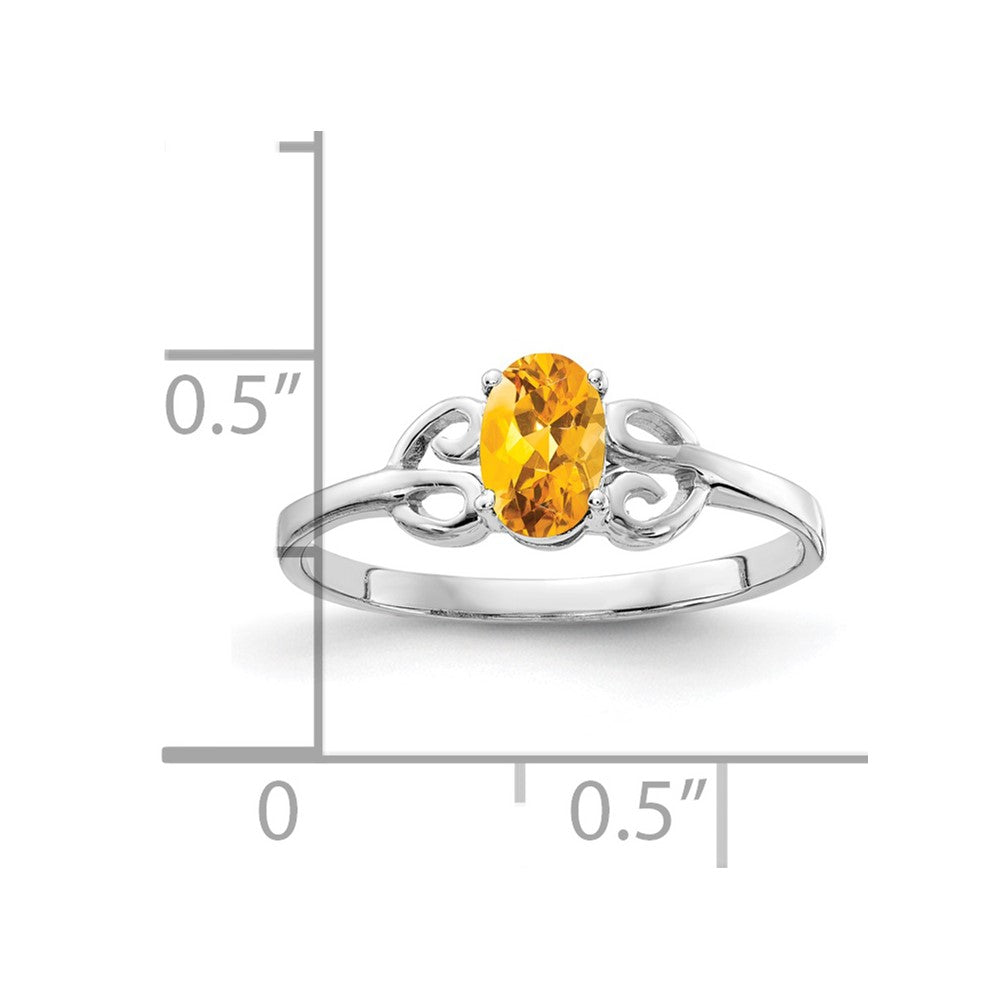 14K Weißgold Ring mit ovalem Citrin, 6x4mm