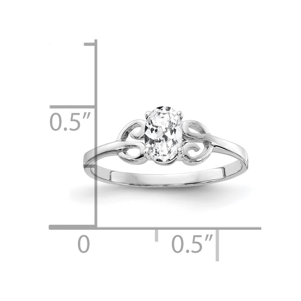 14K Weißgold Ring mit ovalem Zirkonia, 6x4 mm
