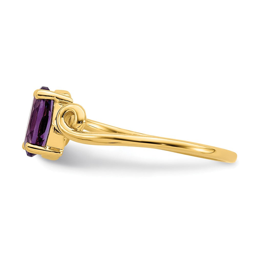 14K Gelbgold Ring mit ovalem Amethyst, 7x5 mm