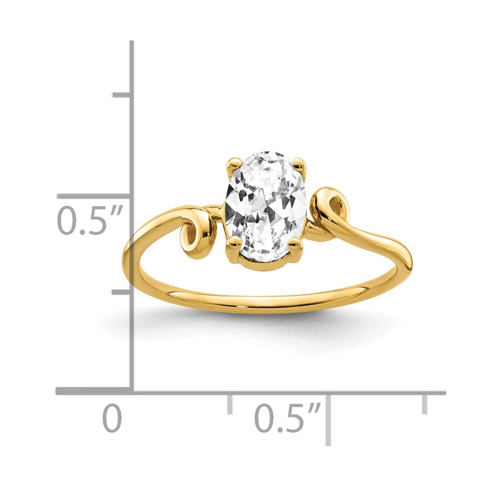 14K Gelbgold Ring mit ovalem Zirkonia, 7x5mm