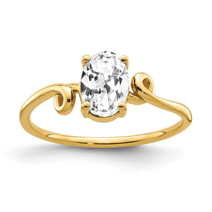 14K Gelbgold Ring mit ovalem Zirkonia, 7x5mm