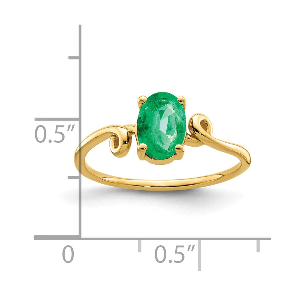 14K Gelbgold Ring mit ovalem Smaragd, 7x5mm