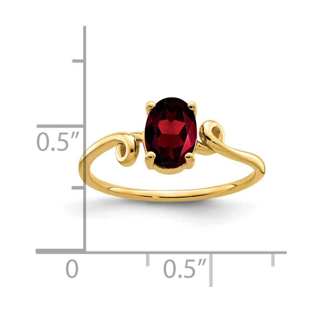14K Gelbgold Ring mit ovalem Granat, 7x5mm