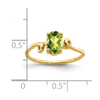 14K Gelbgold Ring mit ovalem Peridot 7x5mm