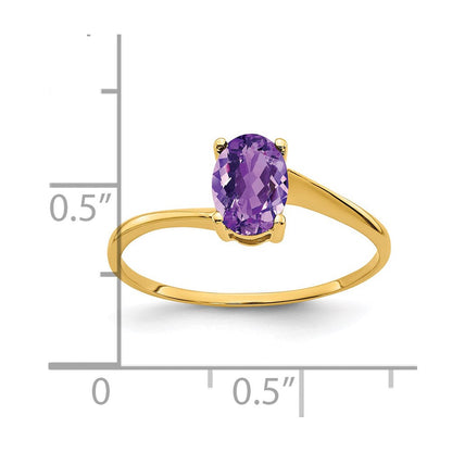 14K Gelbgold Ring mit ovalem Amethyst 7x5 mm