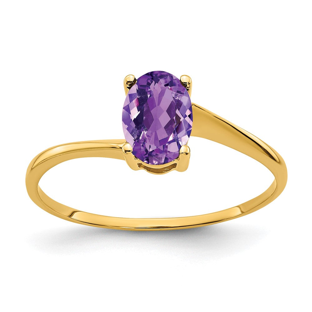 14K Gelbgold Ring mit ovalem Amethyst 7x5 mm