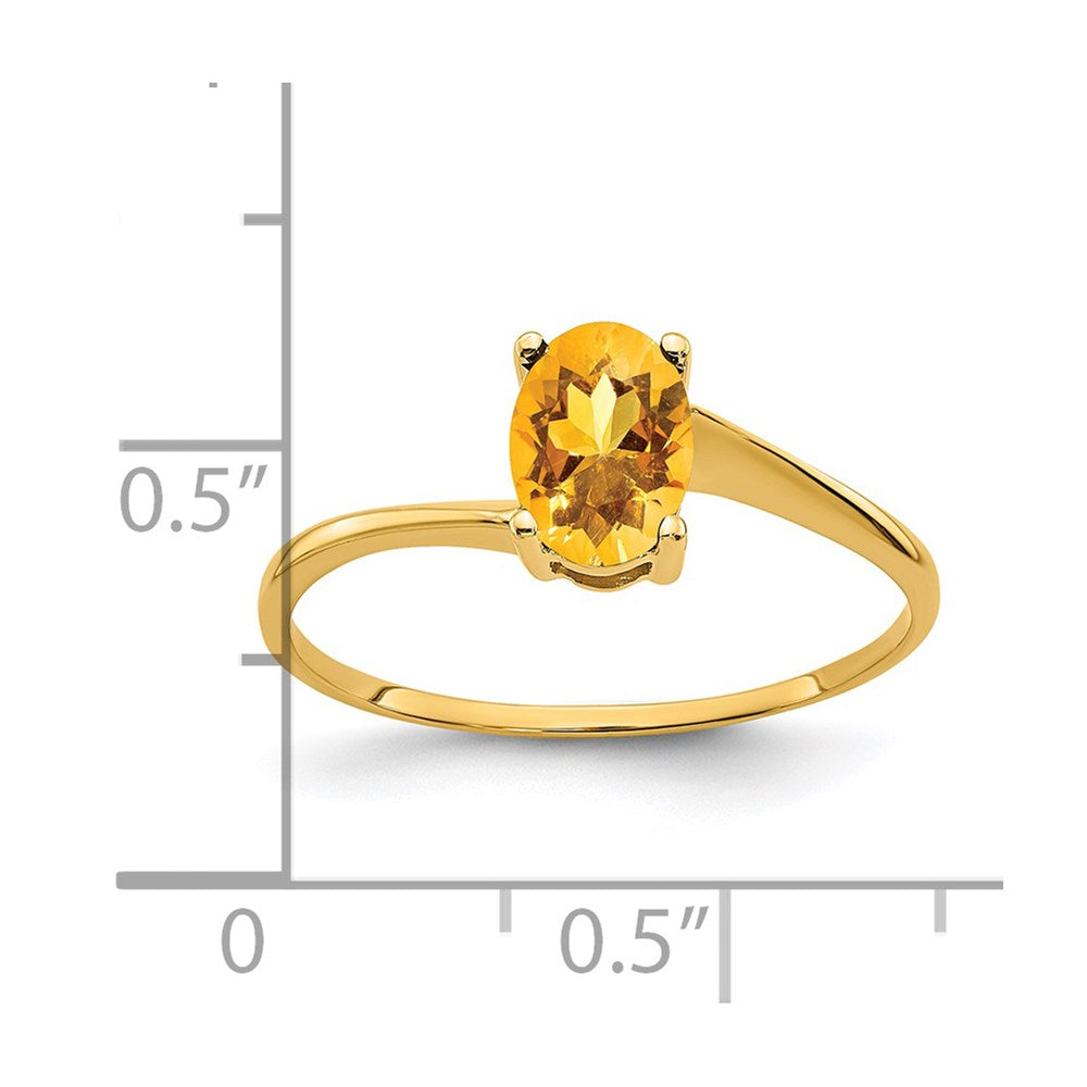 14K Gelbgold Ring mit ovalem Citrin 7x5 mm