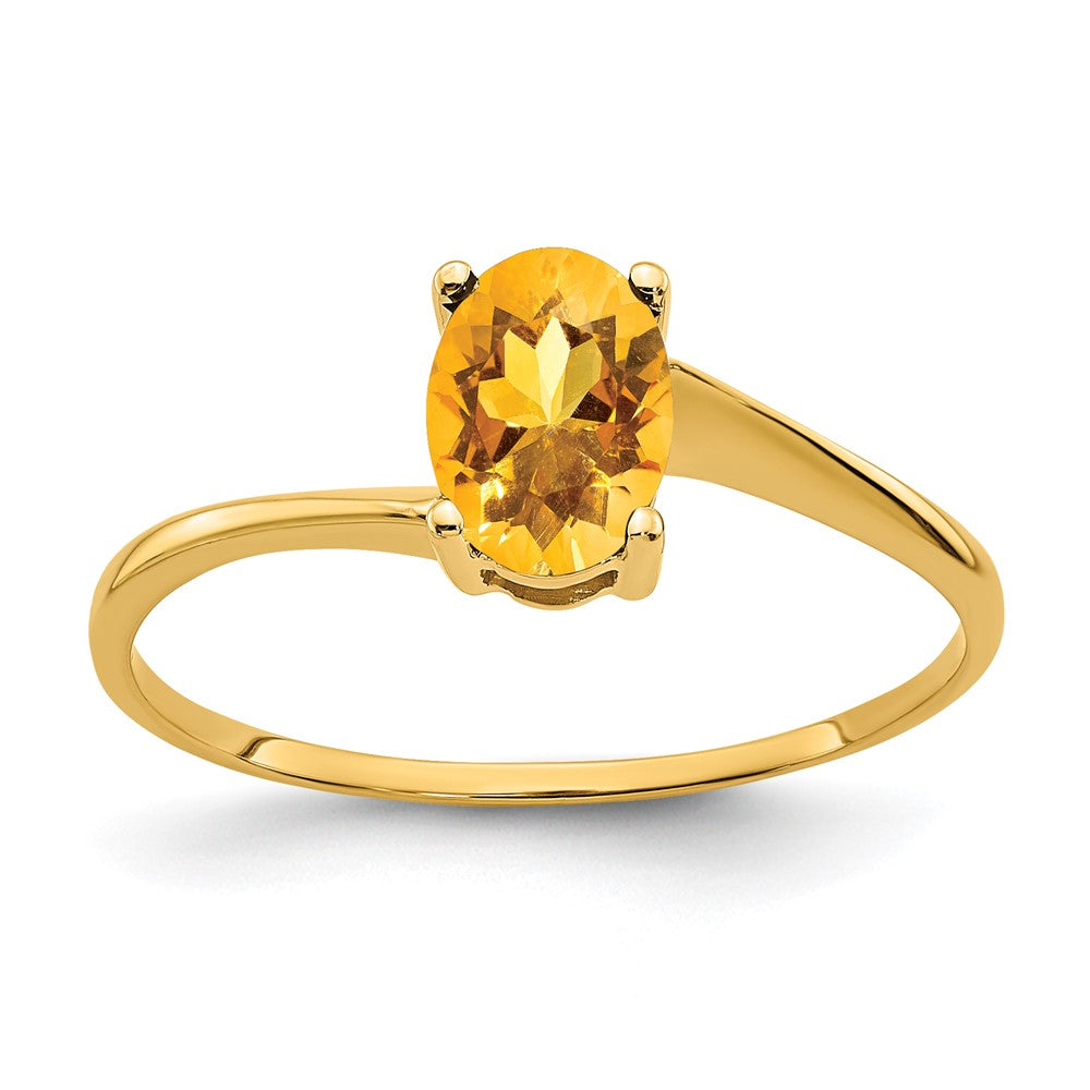 14K Gelbgold Ring mit ovalem Citrin 7x5 mm